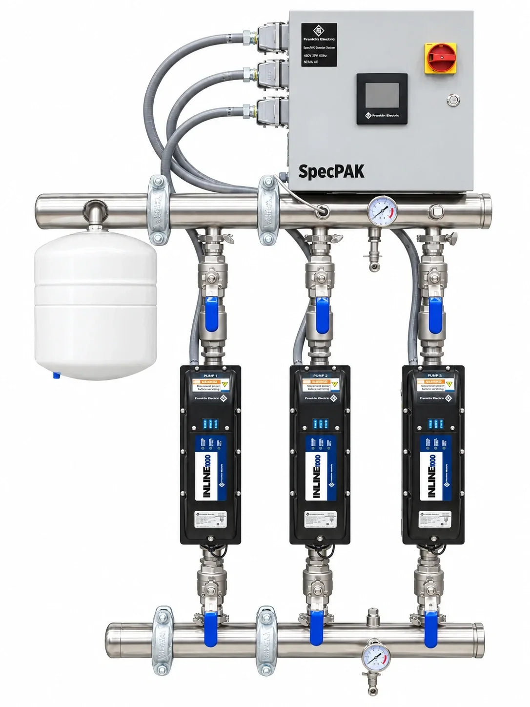 Franklin Electric VR SpecPAK triplex three-pump pressure boosting system