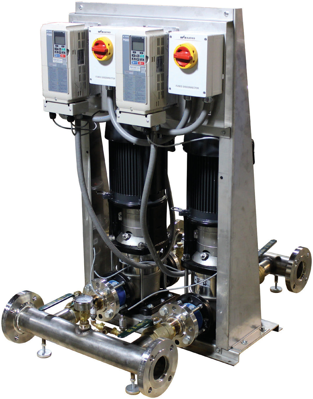 A.Y. McDonald DuraMAC IQ1000 Duplex Variable Speed Booster with two Yaskawa drives and stainless manifolds