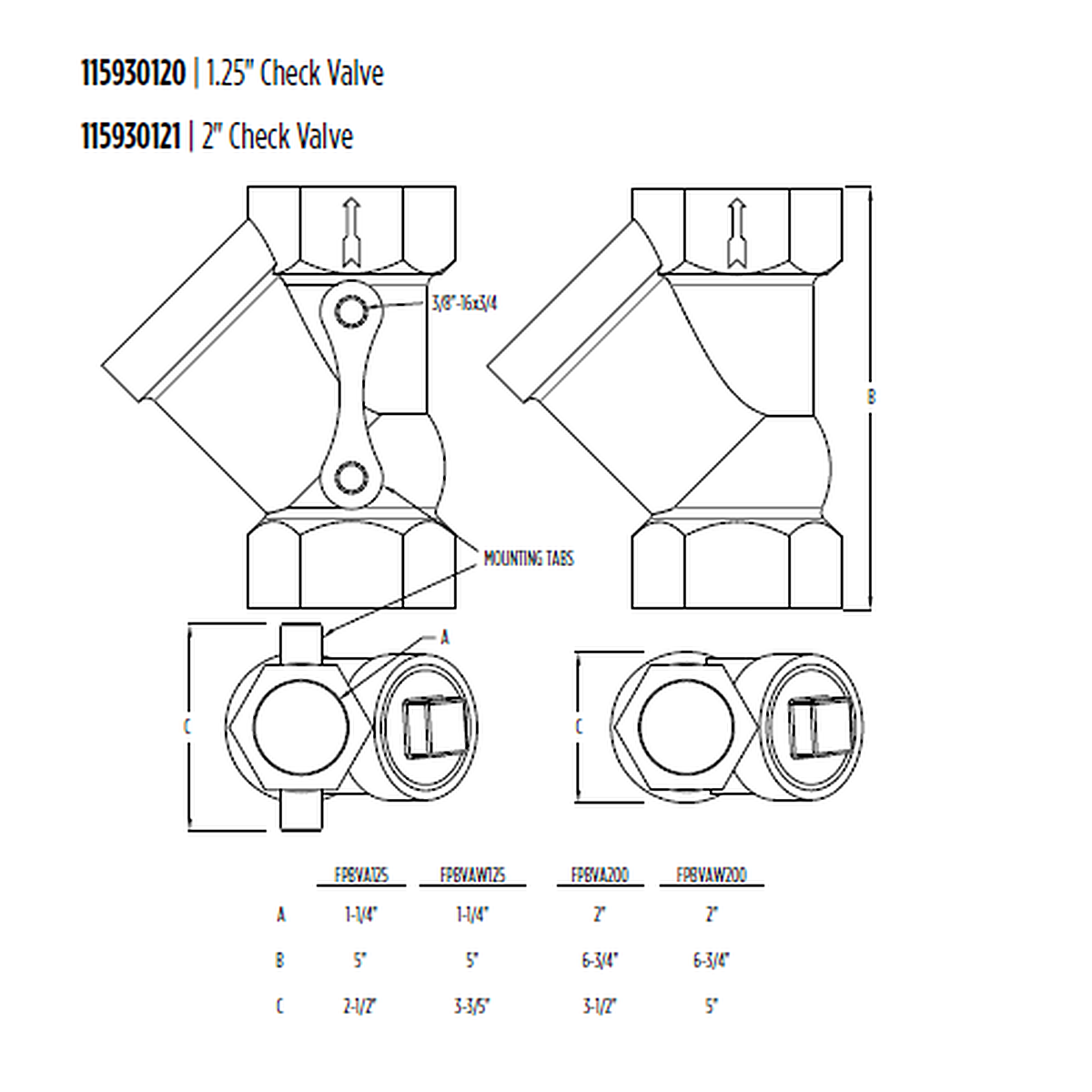 Franklin Electric 1.25 in Check Valve, Ductile Iron Ball, order no. 115930120