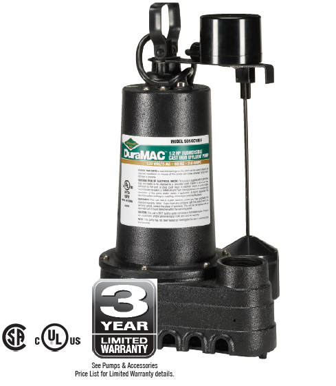 5050CVEF DuraMAC Effluent Pump 1/2 HP 120V Cast Iron