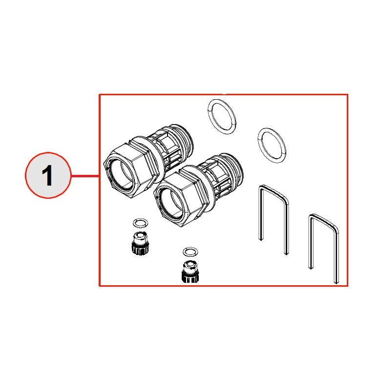 DAB Esybox spare part SP00001235, External Fittings 1-1/4 in NPT, exploded-view drawing with position number