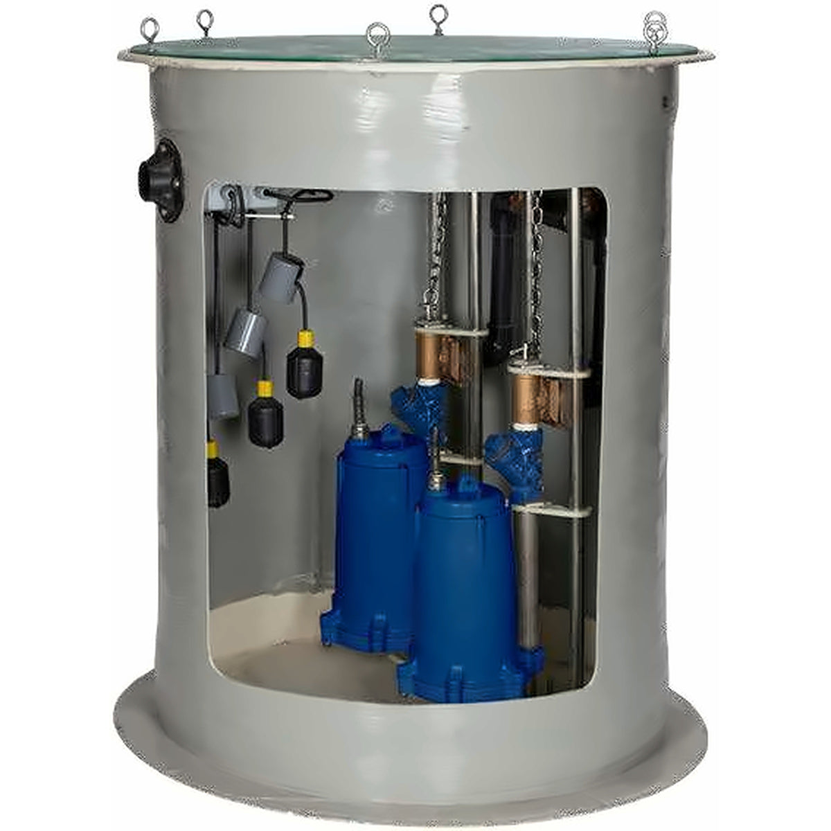 Franklin Electric duplex fiberglass grinder package with rail system