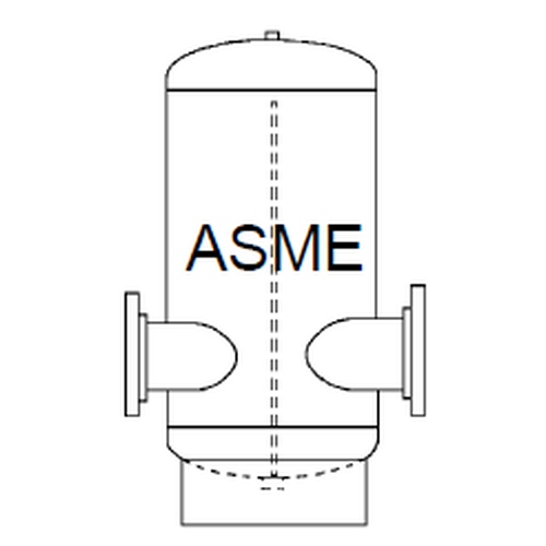 Grundfos GCBT ASME chilled water buffer tank with flanged connections, representative drawing