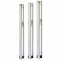 Three Grundfos SQ 3-inch stainless steel submersible well pumps of different lengths, shown side by side