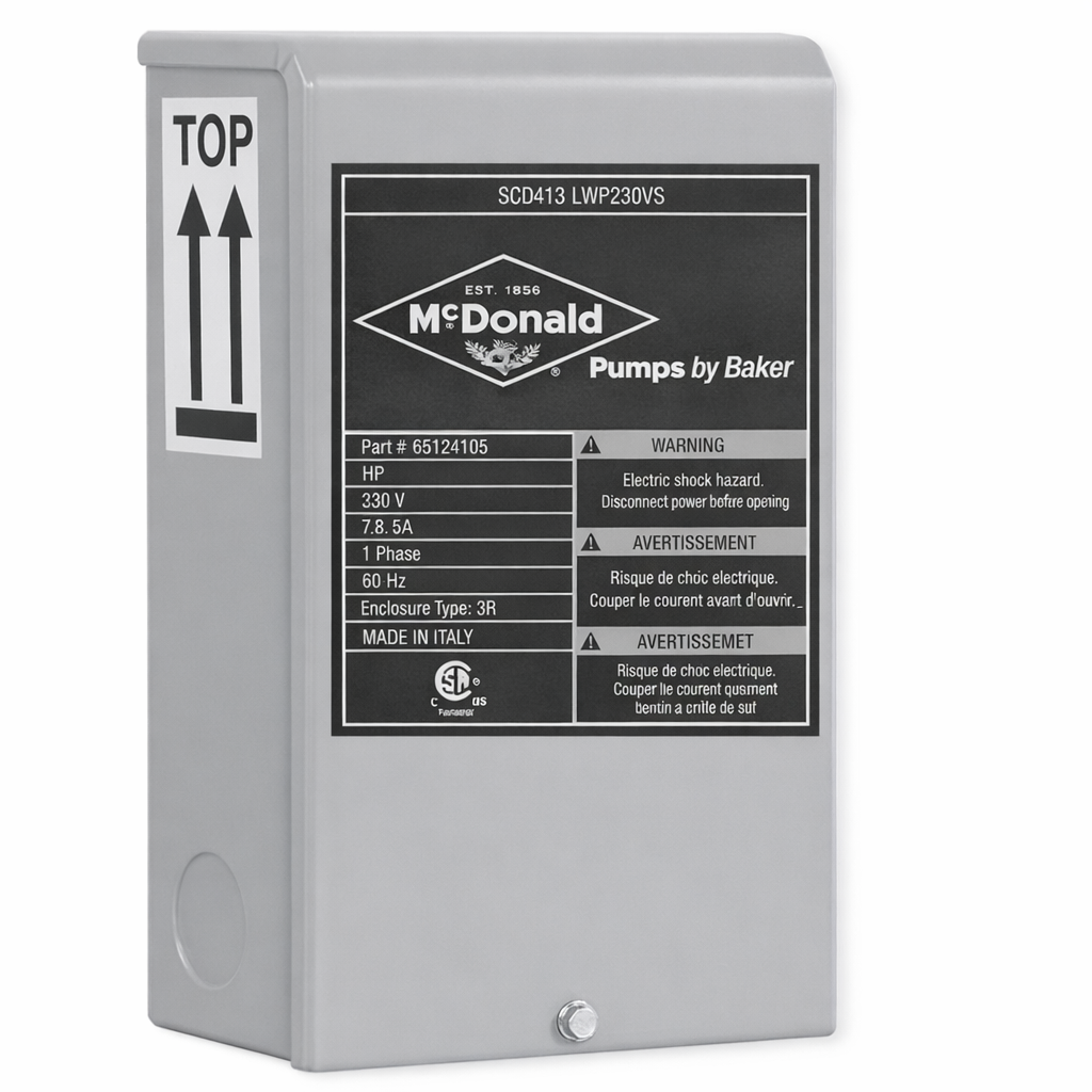 Baker 4" Standard Control Box - Capacitor Start (1/2 - 1 HP)