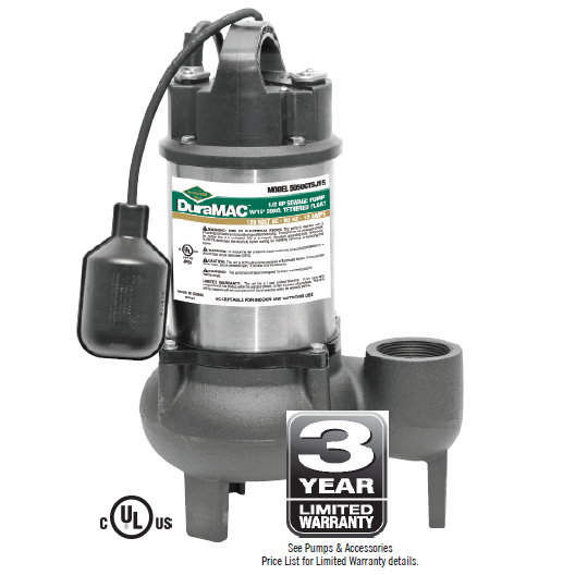 A.Y. McDonald DuraMAC 5050CTSJ15 High Volume Sewage Pump 1/2 HP 120V Cast Iron / SS