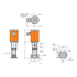 TIGERFLOW CD65 installation sketch with dimensions and base footprint