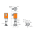 TIGERFLOW CD85 installation sketch with dimensions and base footprint