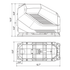 TIGERFLOW Ocelot 60 booster dimension drawing, side and top views